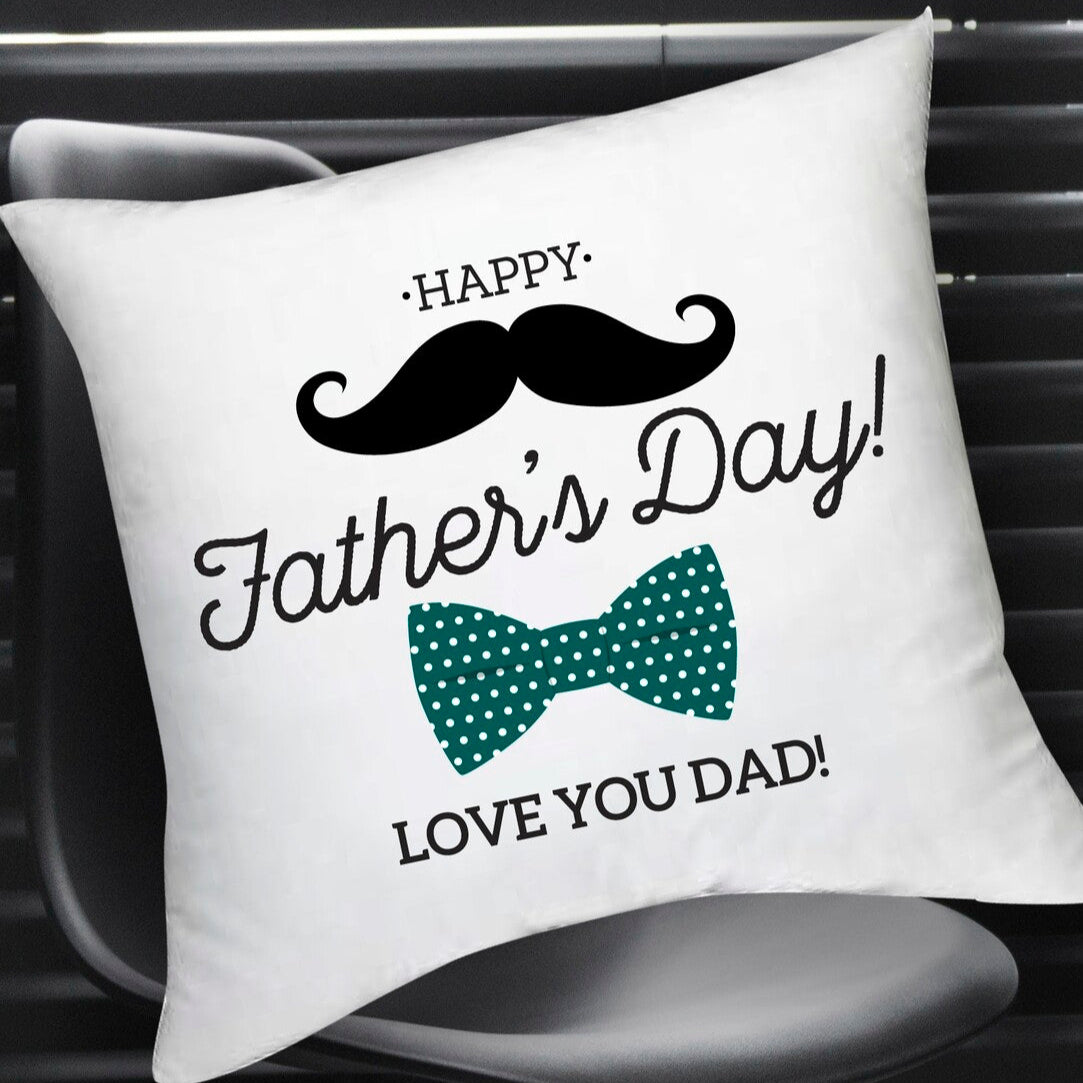 Personalised Cushion from Happy Look | South Africa – A warm "Happy Father’s Day" message accompanied by a bowtie design. Perfect for Father’s Day and customisable with your choice of name. A thoughtful gift that brings joy and lasting memories. Shop now!
