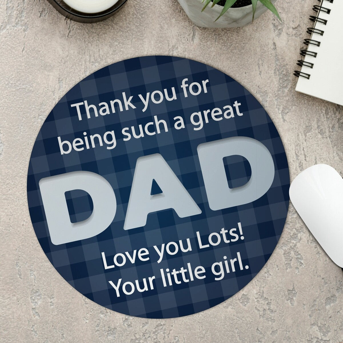 Personalised 'DAD' Mouse Pad from Happy Look | South Africa – Vibrant design featuring a celebratory message. Perfect for birthdays and customisable with a name. A thoughtful gift that brings joy and lasting memories. Shop now!"