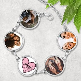Personalised Photo Bracelet from Happy Look | South Africa – Elegant aluminium bracelet with 5 customisable links for photos and a link for text. Perfect for birthdays, anniversaries, Mother's Day, and sentimental gifts. A thoughtful keepsake that captures precious memories. Shop now!