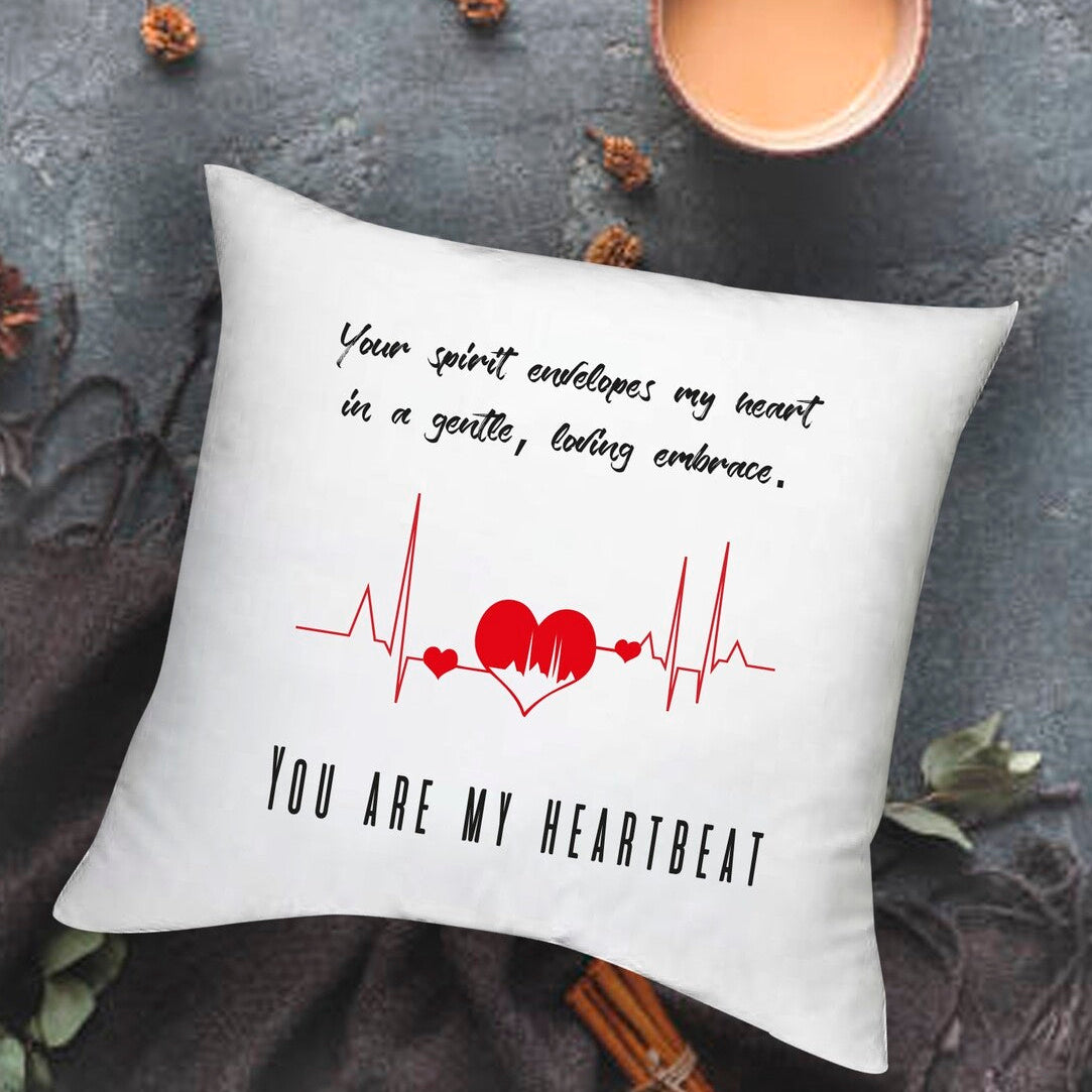 Personalised Heartbeat Cushion from Happy Look | South Africa – Includes a loving message paired with heartbeat graphics. Perfect for Valentine's Day and customisable with personal messages. A thoughtful gift that brings joy and lasting memories. Shop now!
