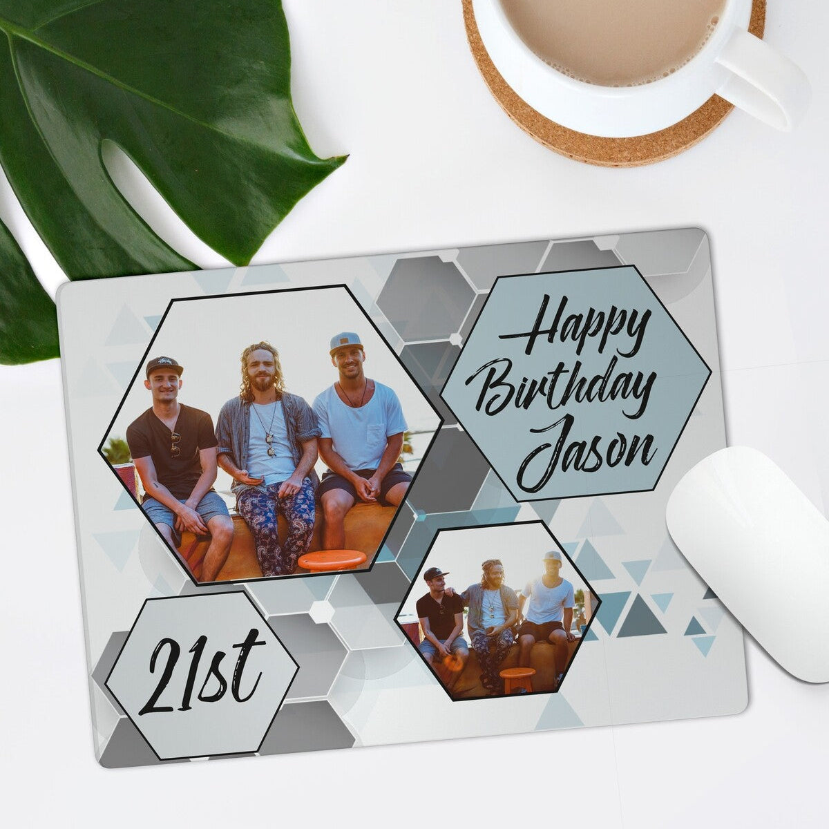 Personalised Photo Collage Mouse Pad from Happy Look | South Africa – Unique design showcasing memorable moments with a birthday tribute. Perfect for milestone birthdays and customisable with a name and photographs. A thoughtful gift that brings joy and lasting memories. Shop now!