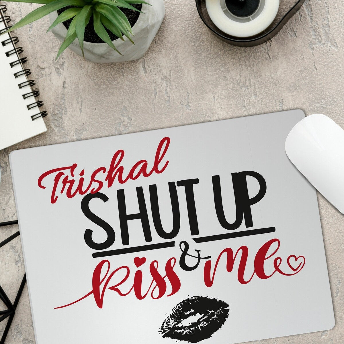 Personalised Mouse Pad from Happy Look | South Africa – A fun and quirky design featuring playful text and graphics. Perfect for romantic occasions and customisable with names. A thoughtful gift that brings joy and lasting memories. Shop now!