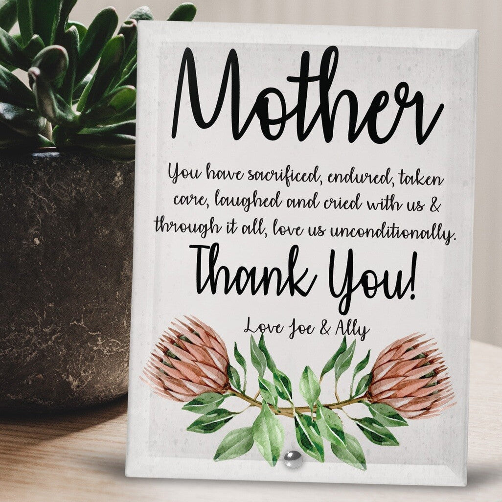 Personalised Glass Tile from Happy Look | South Africa – Stunning decorative art piece with customizable text. Perfect for Mother's Day, birthdays, or any occasion celebrating loved ones and customisable with a personal message. A thoughtful gift that brings joy and lasting memories. Shop now!