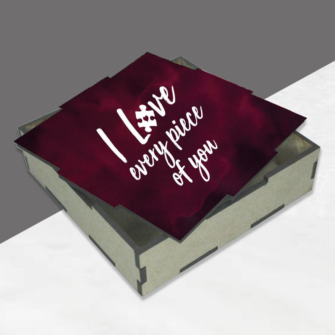 Personalised Love Box from Happy Look | South Africa – Featuring a heartfelt message, "I Love every piece of you." Perfect for romantic occasions and customisable with your special phrase. A thoughtful gift that brings joy and lasting memories. Shop now!