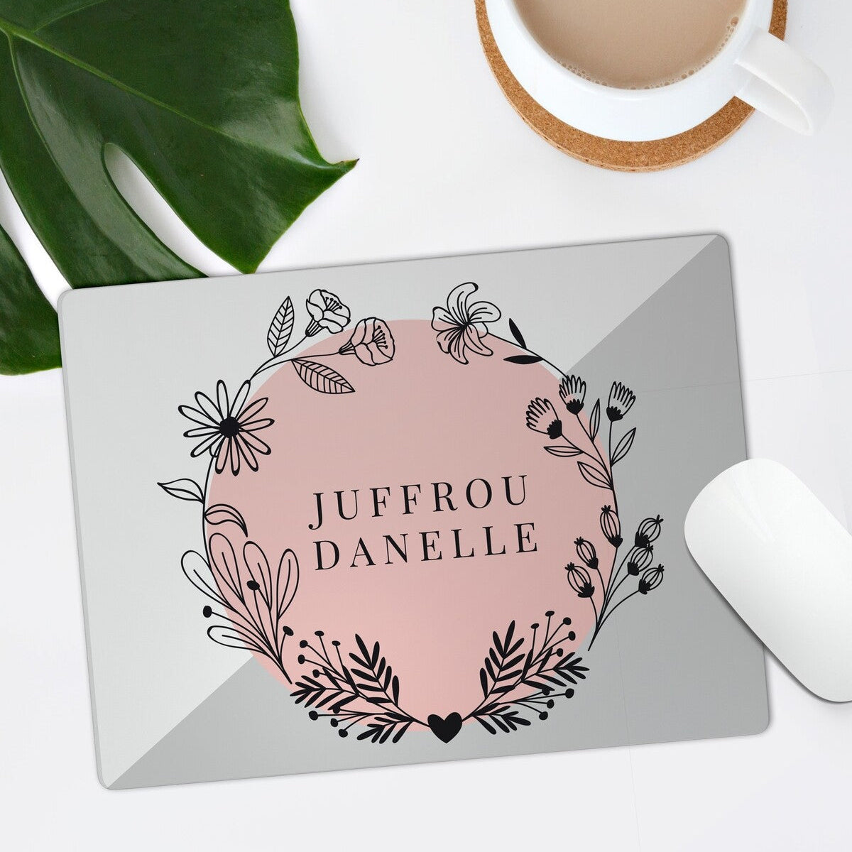 Personalised Mouse Pad from Happy Look | South Africa – Featuring a floral design with a name. Perfect for Teacher Appreciation and customisable with a name. A thoughtful gift that brings joy and lasting memories. Shop now!