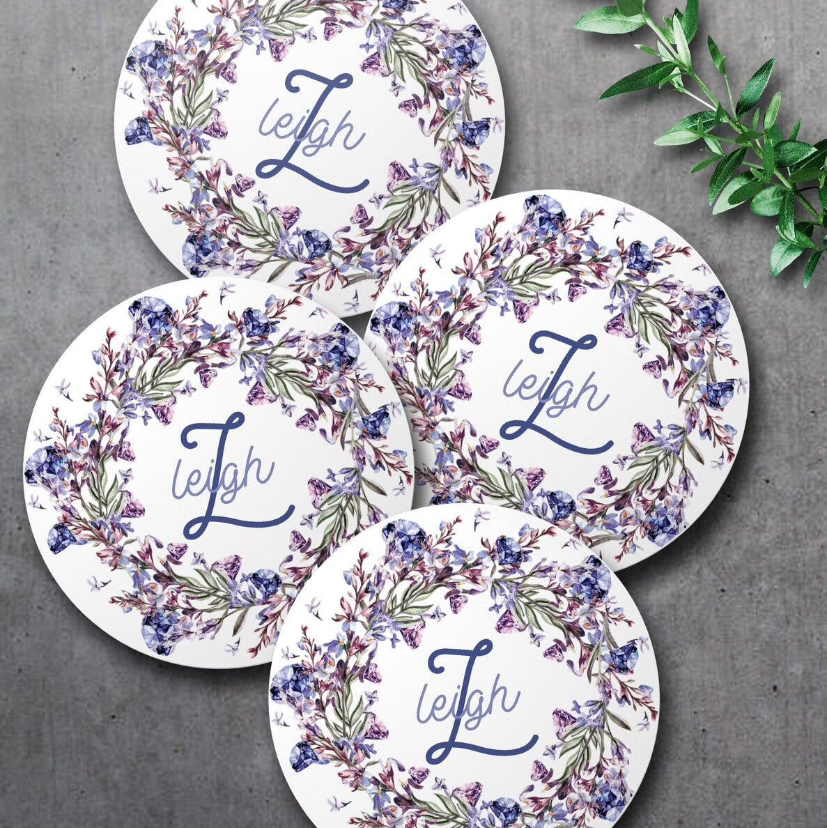 Personalised Floral Initial Coaster Set from Happy Look | South Africa – Adorned with charming floral patterns and initials. Perfect for weddings and customisable with names. A thoughtful gift that brings joy and lasting memories. Shop now!
