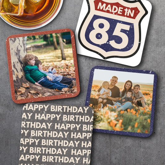 Personalised Coaster Set from Happy Look | South Africa – Nostalgic designs capturing special moments and celebrations. Perfect for birthdays and family gatherings and customisable with your photos. A thoughtful gift that brings joy and lasting memories. Shop now!