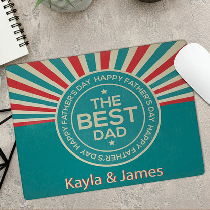 Personalised 'Best Dad' Mouse Pad from Happy Look | South Africa – Vibrant design celebrating Father’s Day with bold graphics. Perfect for Father’s Day and customisable with names. A thoughtful gift that brings joy and lasting memories. Shop now!