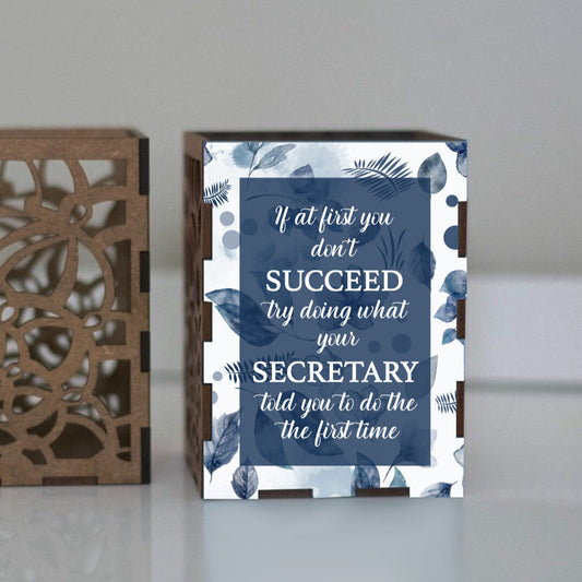 Personalised “If at First You Don’t Succeed, Try Doing What Your Secretary Told You” Pen Holder from Happy Look | South Africa – A playful desk addition. Perfect for professional settings and customisable with fun quotes. A thoughtful gift that brings joy and lasting memories. Shop now!
