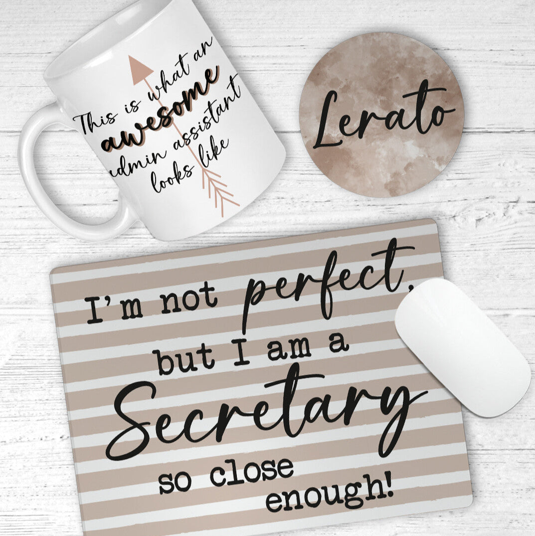 Personalised Secretary Desk Set from Happy Look | South Africa – Fun and professional striped design. Perfect for secretaries, administrative assistants, and office workers. Customisable with a name. A thoughtful gift that brings joy and lasting memories. Shop now!