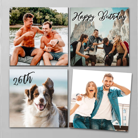 Personalised Fridge Magnets from Happy Look | South Africa – Featuring joyful moments with friends by the water and a fun birthday celebration. Perfect for birthdays and special occasions, customisable with your favourite photos. A thoughtful gift that brings joy and lasting memories. Shop now!