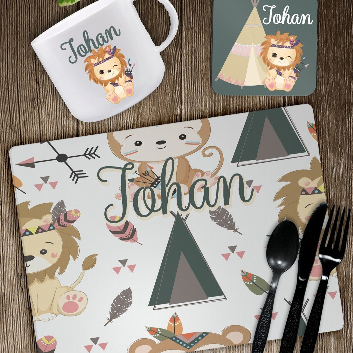 Personalised Lion Placemat Set from Happy Look | South Africa – Perfect for adventurous mealtimes. Perfect for birthdays and customisable with name. A thoughtful gift that brings joy and lasting memories. Shop now!