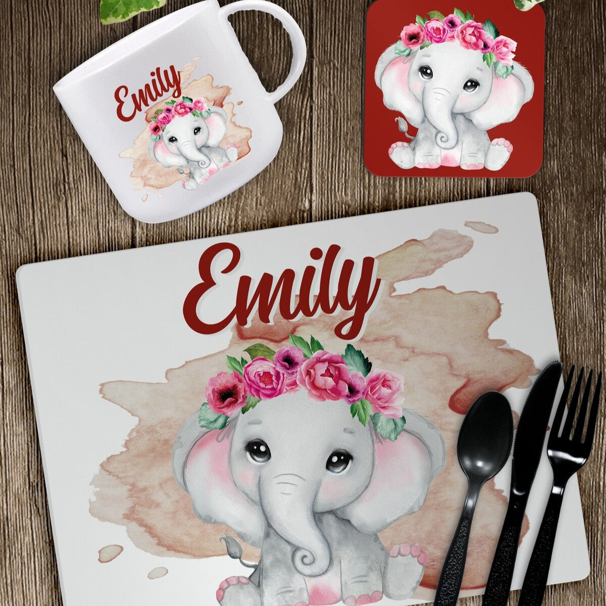 Personalised Elephant Placemat Set from Happy Look | South Africa – Ideal for gentle mealtime moments. Perfect for baby showers and customisable with name. A thoughtful gift that brings joy and lasting memories. Shop now!