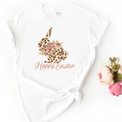 Personalised Happy Easter Bunny T-Shirt from Happy Look | South Africa – Showcasing a playful bunny design with floral accents. Perfect for Easter festivities and customisable with your choice of name. A thoughtful gift that brings joy and lasting memories. Shop now!