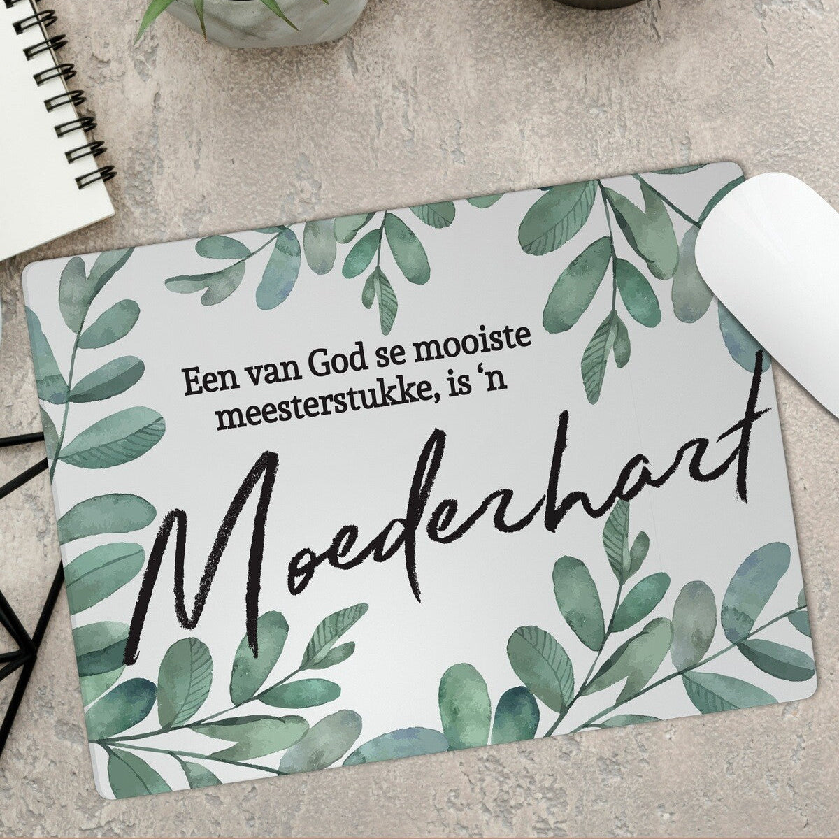 Personalised Mouse Pad from Happy Look | South Africa – Featuring a beautiful green leaf design and heartfelt text. Perfect for Mother's Day and customisable with personal messages. A thoughtful gift that brings joy and lasting memories. Shop now!