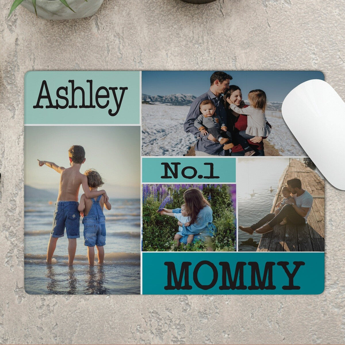 Personalised Mouse Pad from Happy Look | South Africa – Custom photo collage featuring family moments. Perfect for Mother's Day and customisable with a name or title. A thoughtful gift that brings joy and lasting memories. Shop now!