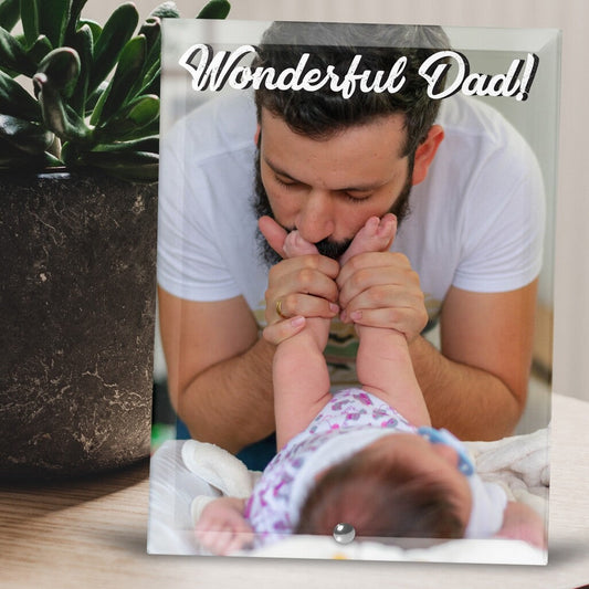 Personalised Glass Tile from Happy Look | South Africa – A warm photo tile capturing a moment between a father and his child, celebrating their bond. Perfect for Father’s Day or baby milestones and customisable with a title. A thoughtful gift that brings joy and lasting memories. Shop now!