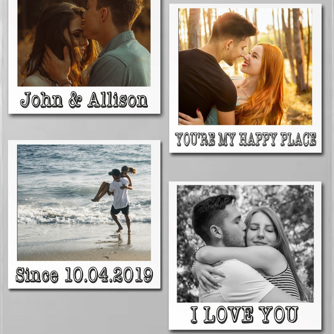 Personalised Fridge Magnets from Happy Look | South Africa – Romantic photo designs with special dates. Perfect for celebrating love and customizable with names. A thoughtful gift that brings joy and lasting memories. Shop now!