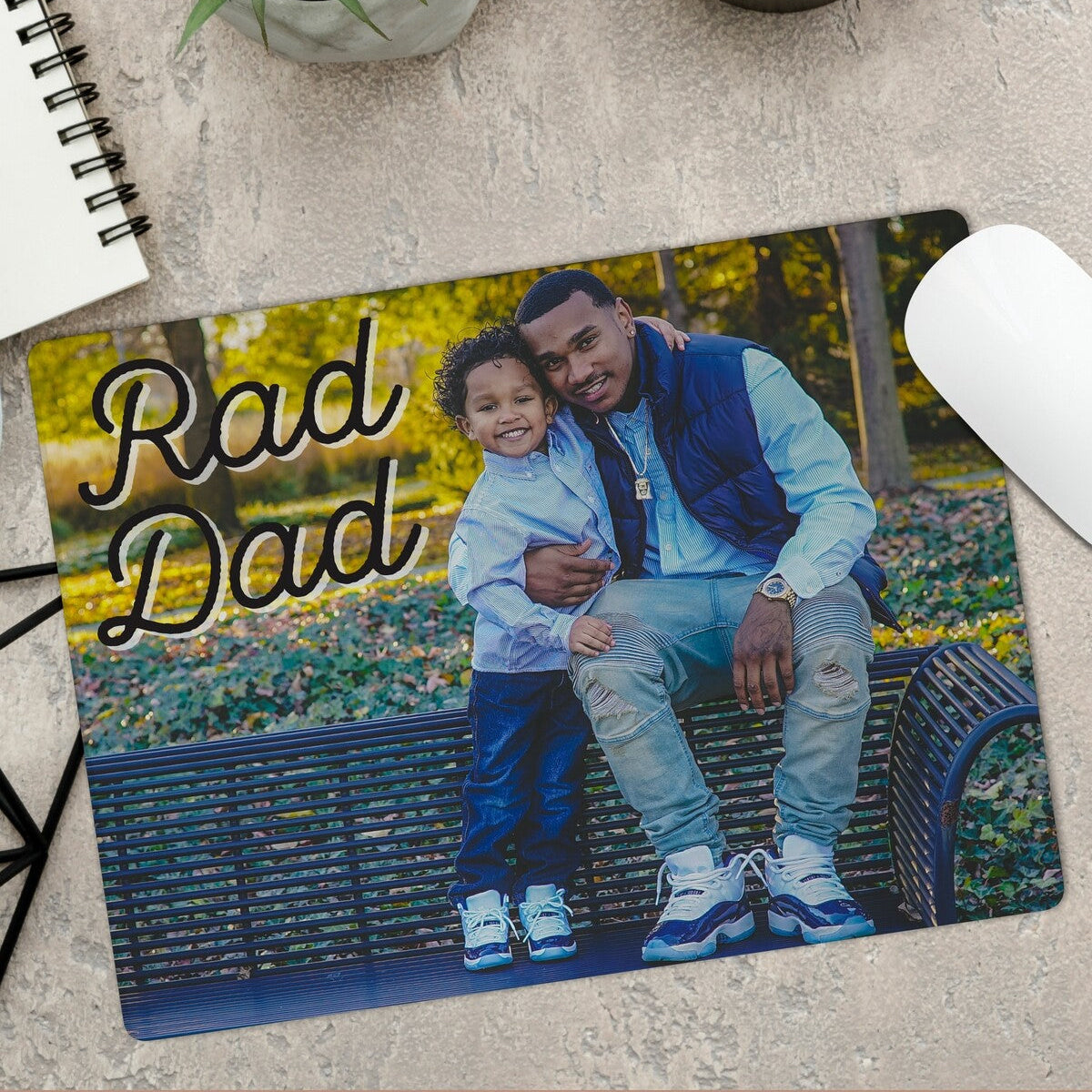 Personalised 'Rad Dad' Photo Mouse Pad from Happy Look | South Africa – Heartwarming design showcasing a memorable photo and affectionate title. Perfect for Father's Day and customisable with a personal photo and message. A thoughtful gift that brings joy and lasting memories. Shop now!