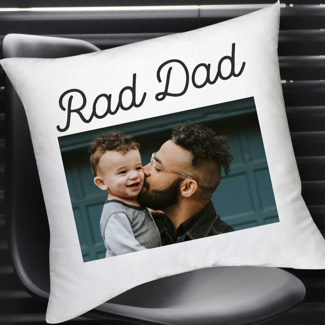  Personalised Cushion from Happy Look | South Africa – Highlighting a special bond with "Rad Dad" and a heartfelt photo. Perfect for Father’s Day and customisable with your choice of image. A thoughtful gift that brings joy and lasting memories. Shop now!