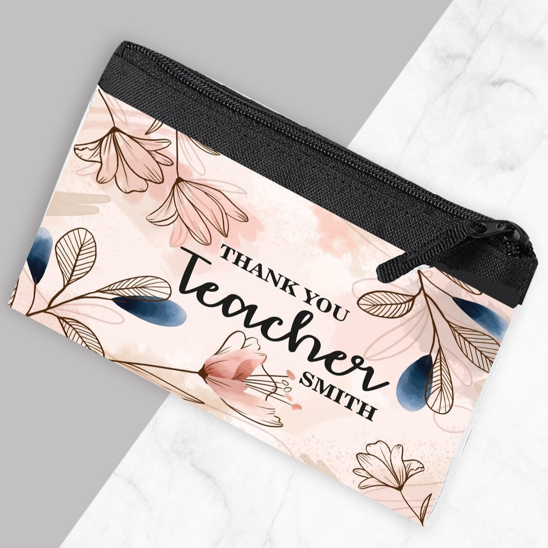 Personalised Pencil Case from Happy Look | South Africa – A beautiful floral design thanking teachers. Perfect for Teacher Appreciation gifts and customisable with a name. A thoughtful gift that brings joy and lasting memories. Shop now!