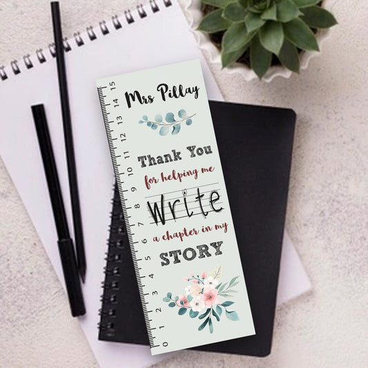 Personalised MDF Ruler from Happy Look | South Africa – Featuring a heartfelt message for a teacher. Perfect for Teacher Appreciation Day and customisable with names. A thoughtful gift that brings joy and lasting memories. Shop now!
