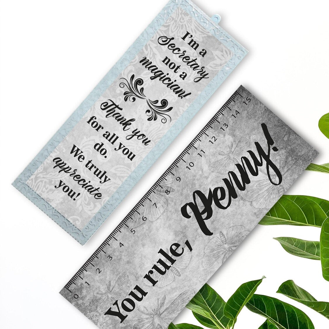 Personalised Metal Bookmark and MDF Ruler from Happy Look | South Africa – Features uplifting messages for appreciation. Perfect for Secretaries Day and customisable with names. A thoughtful gift that brings joy and lasting memories. Shop now!