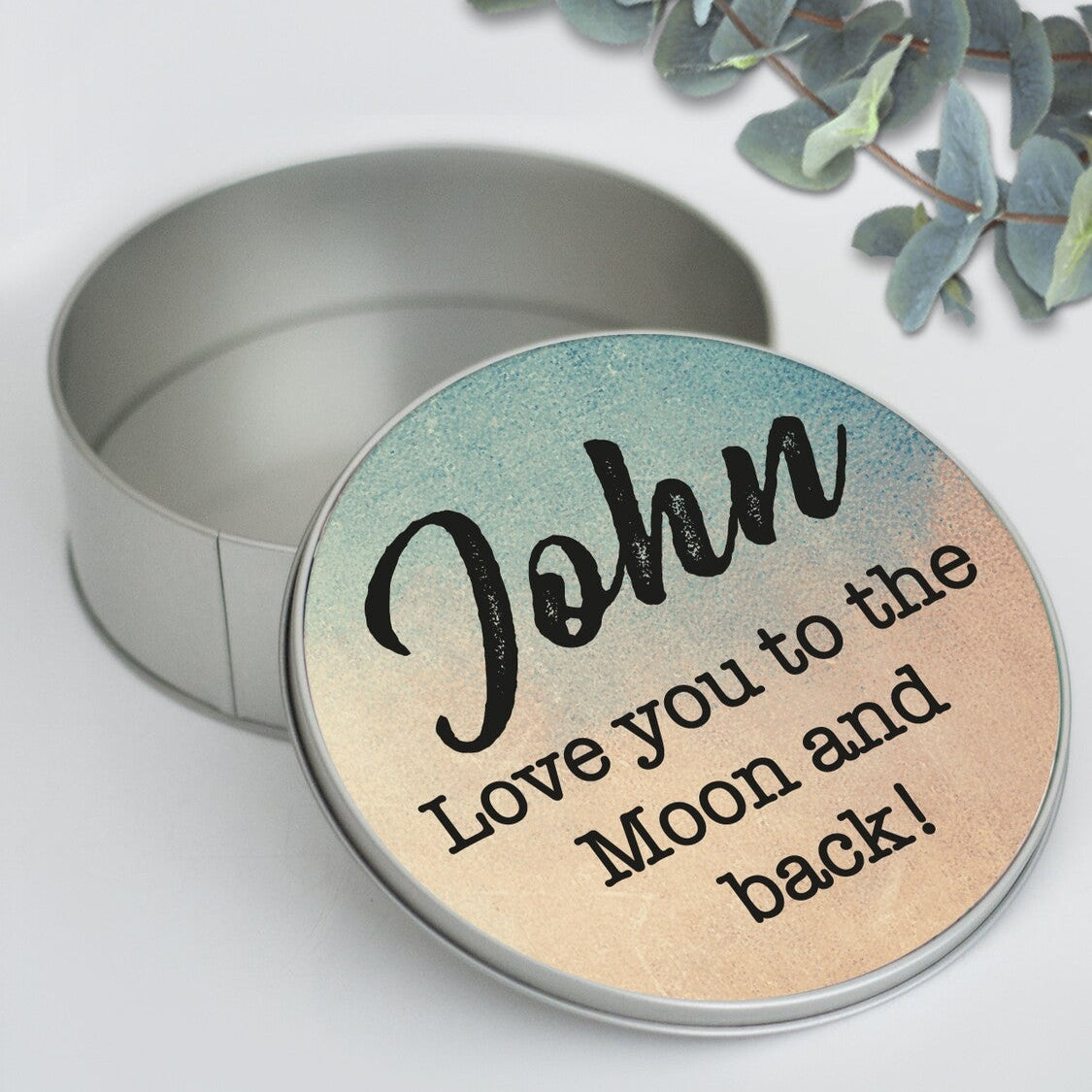 Personalised Metal Gift Box from Happy Look | South Africa – A sleek and stylish metal tin customised with the name "John" and an elegant two toned design. Ideal for birthdays, Father’s Day, or any special occasion. Customise with a unique message to create a cherished keepsake. Shop now!