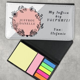 Personalised Floral Memopad Holder from Happy Look | South Africa – A beautifully designed memo holder featuring floral artwork, perfect for teachers. Customisable with a name or message, making it an ideal gift for Teacher’s Day, birthdays, or end-of-year appreciation. Shop now!