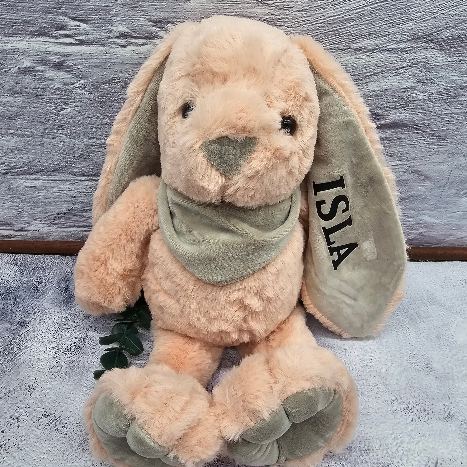 Personalised Plush Bunny from Happy Look | South Africa –  name printed on the ear. Perfect for celebrations and customisable with your choice of name. A thoughtful gift that brings joy and lasting memories. Shop now!